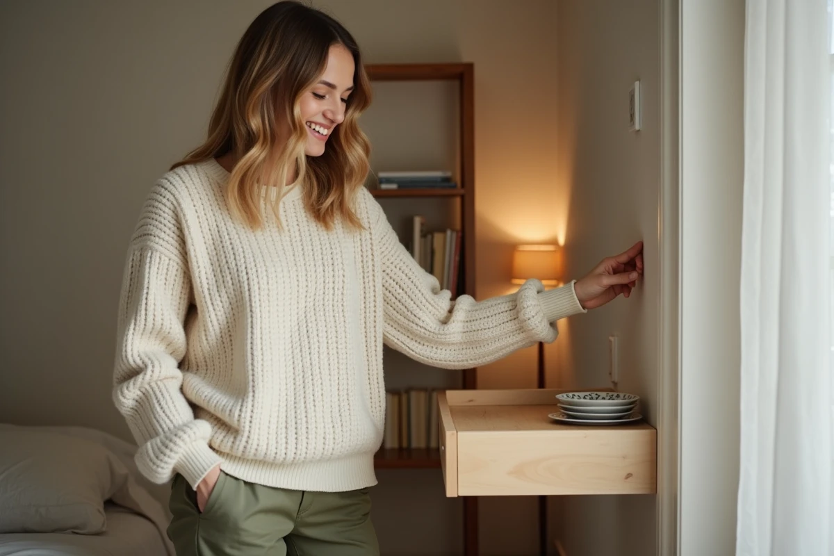 Jeune femme vérifiant la stabilité d